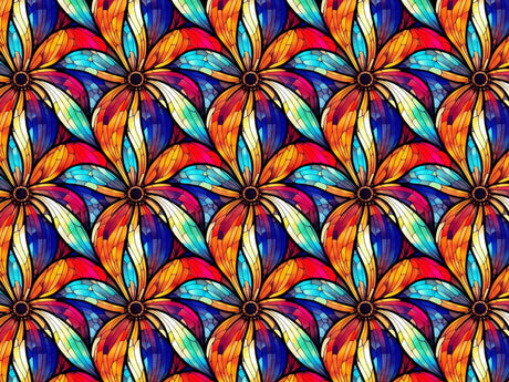 Flowers Bloom Stained Glass Vinyl Wrap Pattern~Rwraps Series 914 Digitally Printed Vinyl Wrap~0