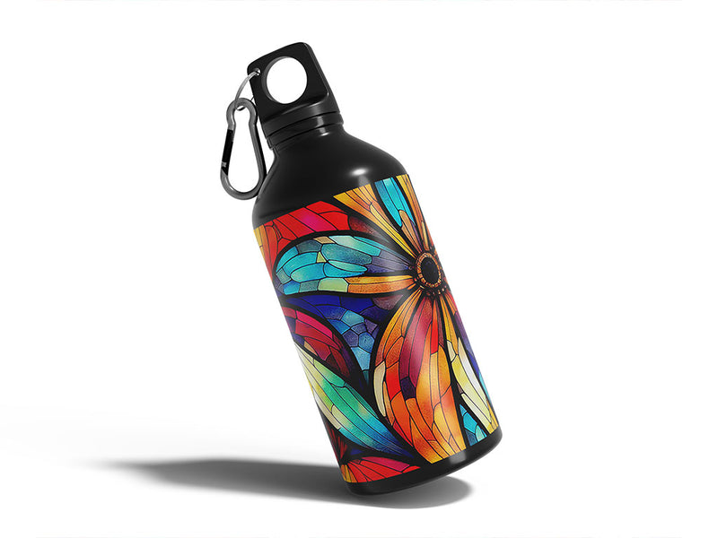 flowers bloom stained glass Water Bottle DIY Stickers