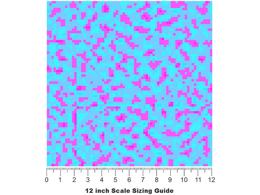 Fluorescent Explosion Pixel Vinyl Film Pattern Size 12 inch Scale~Rwraps Fluorescent Explosion Pixel Sizing Chart~2