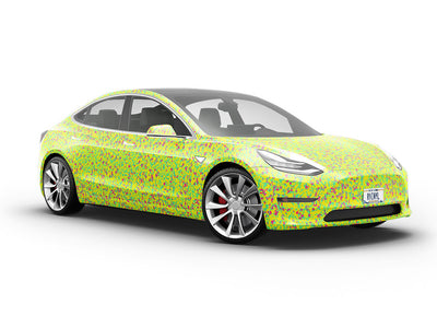 Fluorescent Signage Pixel Vehicle Vinyl Wrap