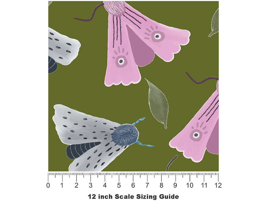 Flutter Along Bug Vinyl Film Pattern Size 12 inch Scale~Rwraps Flutter Along Bug Sizing Chart~2