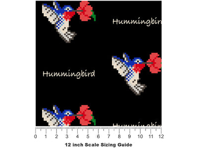 Fluttering Pixels Birds Vinyl Film Pattern Size 12 inch Scale~Rwraps Fluttering Pixels Birds Sizing Chart~2
