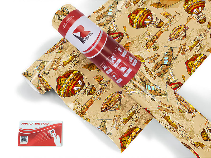 flying machines steampunk Craft Vinyl Roll