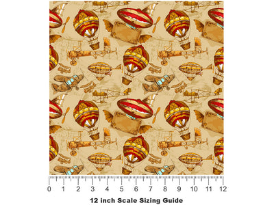 Flying Machines Steampunk Vinyl Film Pattern Size 12 inch Scale~Rwraps Flying Machines Steampunk Sizing Chart~2