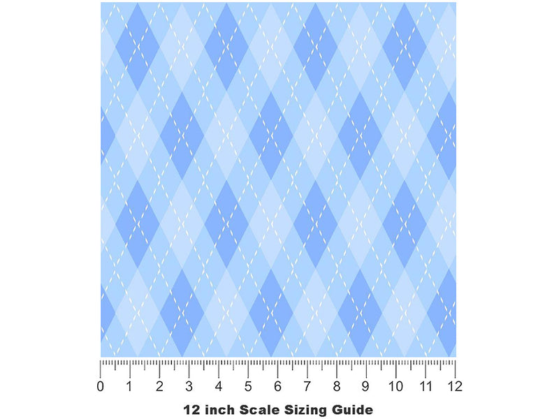 Folded Sheets Argyle Vinyl Film Pattern Size 12 inch Scale~Rwraps Folded Sheets Argyle Sizing Chart~2