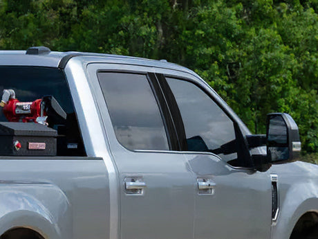 ford f-350 2017-2024 (super cab / supercrew) Brushed Aluminum Black Pillar Cover Diagram