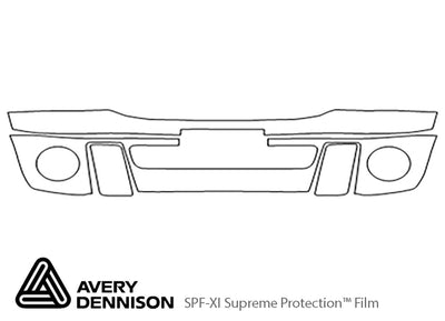 ranger Avery Dennison Clear Bra Bumper Precut PPF Diagram