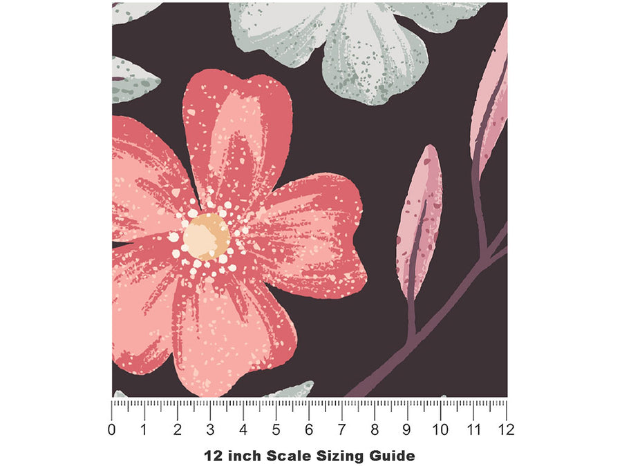 Forest Floor Floral Vinyl Film Pattern Size 12 inch Scale~Rwraps Forest Floor Floral Sizing Chart~2