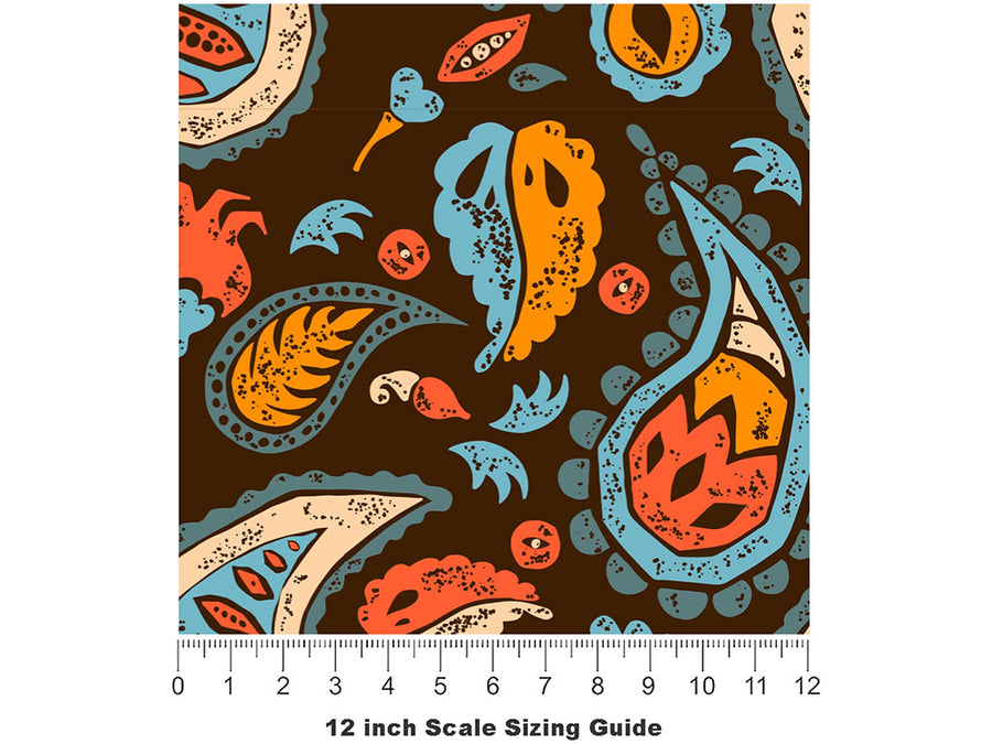 Forest Floor Paisley Vinyl Film Pattern Size 12 inch Scale~Rwraps Forest Floor Paisley Sizing Chart~2