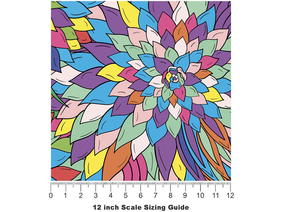 Forgotten Words Floral Vinyl Film Pattern Size 12 inch Scale~Rwraps Forgotten Words Floral Sizing Chart~2