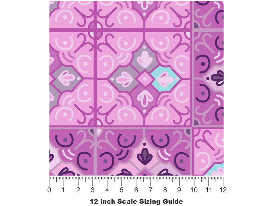 Foxglove Tile Vinyl Film Pattern Size 12 inch Scale~Rwraps Foxglove Tile Sizing Chart~3