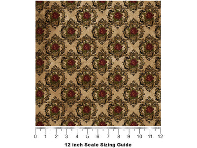 Framed Roses Gothic Vinyl Film Pattern Size 12 inch Scale~Rwraps Framed Roses Gothic Sizing Chart~2