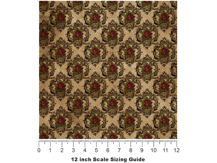 Framed Roses Gothic Vinyl Film Pattern Size 12 inch Scale~Rwraps Framed Roses Gothic Sizing Chart~2