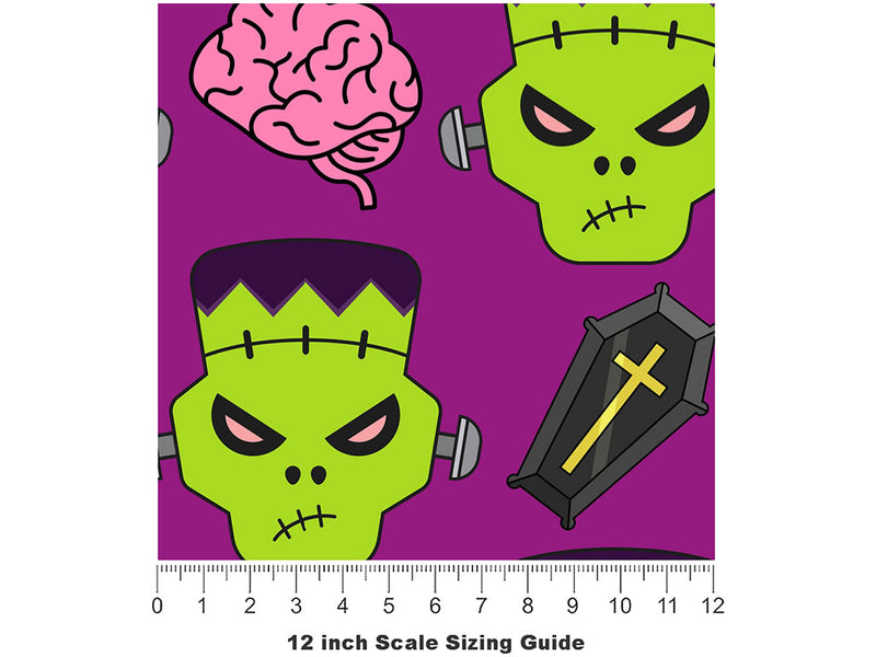 Frankenstein Revenge Halloween Vinyl Film Pattern Size 12 inch Scale~Rwraps Frankenstein Revenge Halloween Sizing Chart~2