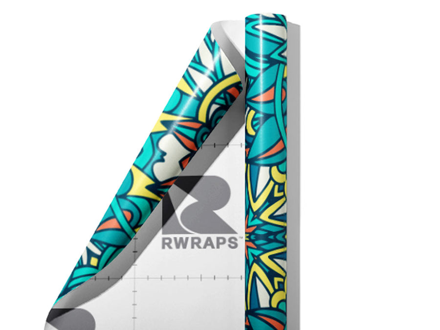 Frothing Surf Mandala Wrap Film Sheets~Rwraps Series 914 Frothing Surf Mandala Scrolled Sheet~3