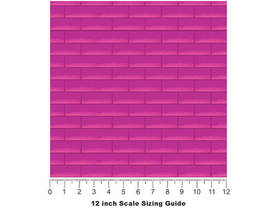 Fuchsia  Brick Vinyl Film Pattern Size 12 inch Scale~Rwraps Fuchsia  Brick Sizing Chart~3