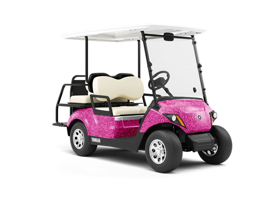Fuchsia Woodland Camouflage Wrapped Golf Cart