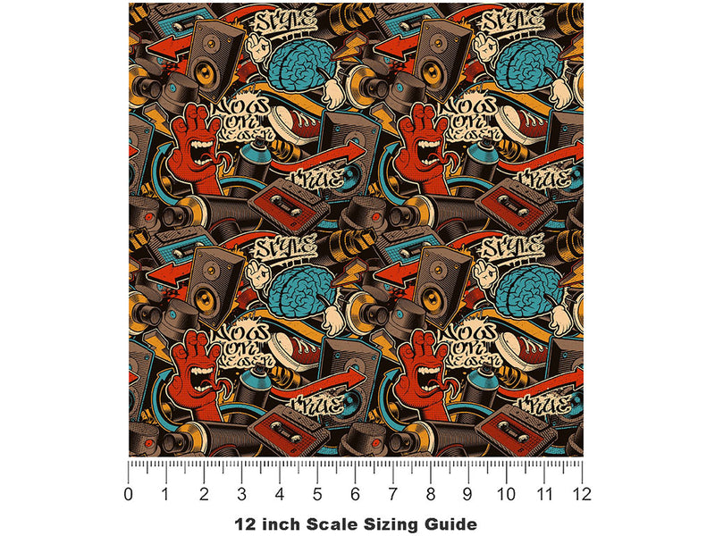 Full Coverage Graffiti Vinyl Film Pattern Size 12 inch Scale~Rwraps Full Coverage Graffiti Sizing Chart~2