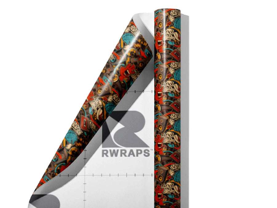 Full Coverage Graffiti Wrap Film Sheets~Rwraps Series 914 Full Coverage Graffiti Scrolled Sheet~3