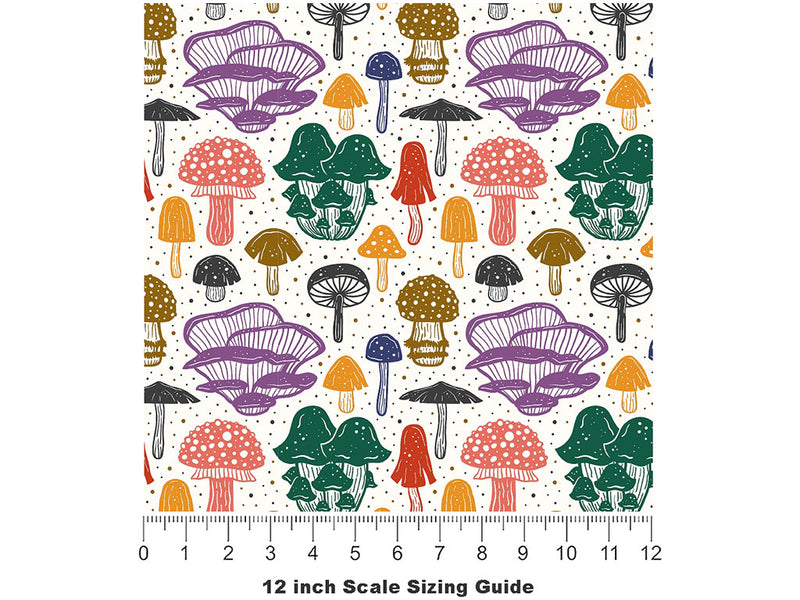 Fungal Feast Mushroom Vinyl Film Pattern Size 12 inch Scale~Rwraps Fungal Feast Mushroom Sizing Chart~2