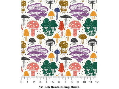 Fungal Feast Mushroom Vinyl Film Pattern Size 12 inch Scale~Rwraps Fungal Feast Mushroom Sizing Chart~2