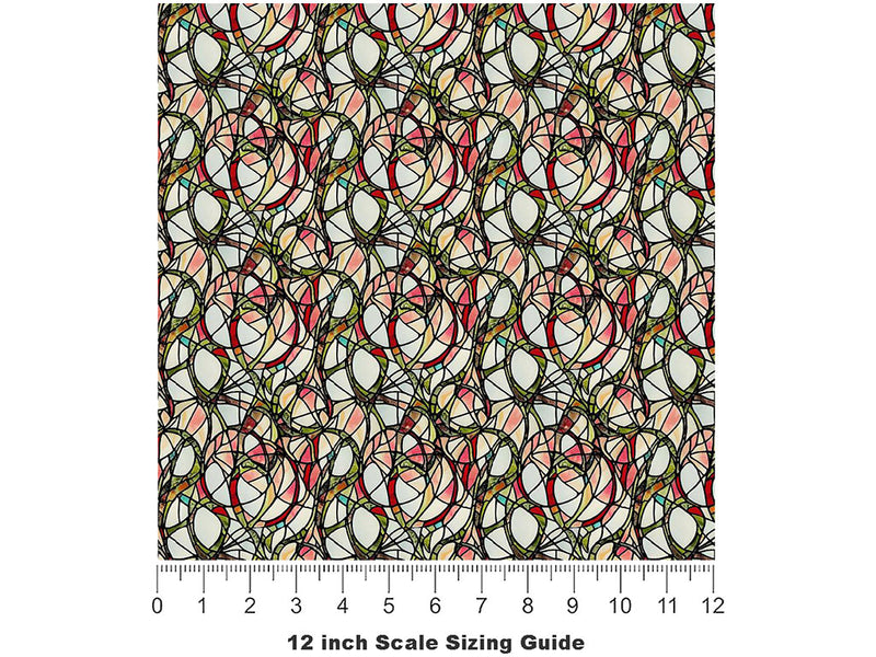 Fungal Growth Stained Glass Vinyl Film Pattern Size 12 inch Scale~Rwraps Fungal Growth Stained Glass Sizing Chart~2