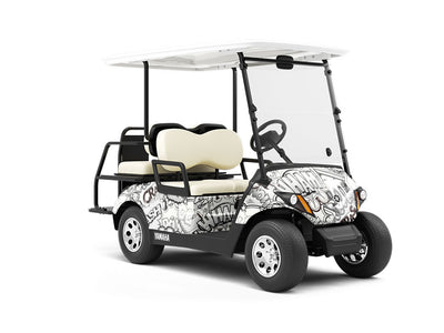 Funny Papers Sticker Bomb Wrapped Golf Cart