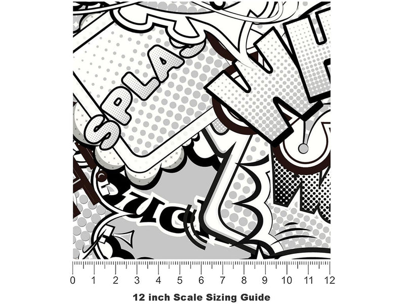 Funny Papers Sticker Bomb Vinyl Film Pattern Size 12 inch Scale~Rwraps Funny Papers Sticker Bomb Sizing Chart~3