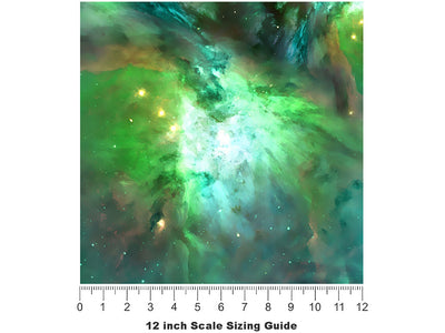 Galactic Green Science Fiction Vinyl Film Pattern Size 12 inch Scale~Rwraps Galactic Green Science Fiction Sizing Chart~2