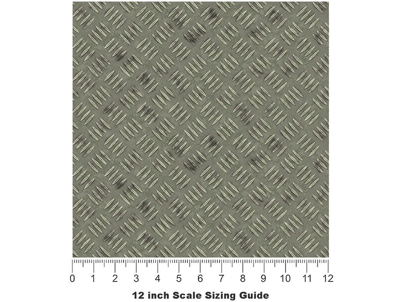 Galvanized Green Diamond Plate Vinyl Film Pattern Size 12 inch Scale~Rwraps Galvanized Green Sizing Chart~2