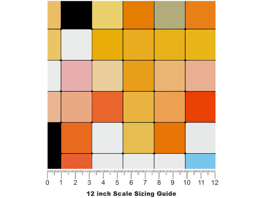 Gamboge Structures Mosaic Vinyl Film Pattern Size 12 inch Scale~Rwraps Gamboge Structures Mosaic Sizing Chart~2