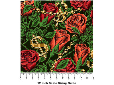 Garden Treasure Floral Vinyl Film Pattern Size 12 inch Scale~Rwraps Garden Treasure Floral Sizing Chart~2