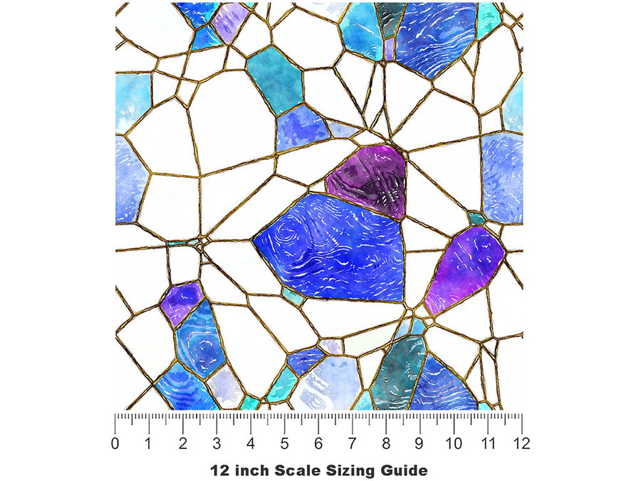 Glass Ocean Mosaic Vinyl Film Pattern Size 12 inch Scale~Rwraps Glass Ocean Mosaic Sizing Chart~2