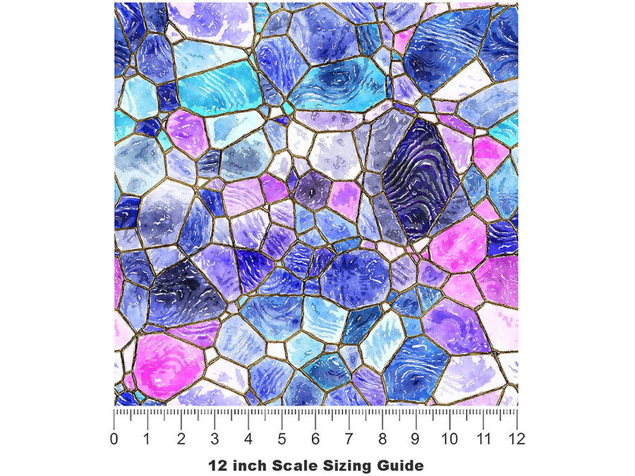 Glass Riverbed Mosaic Vinyl Film Pattern Size 12 inch Scale~Rwraps Glass Riverbed Mosaic Sizing Chart~2