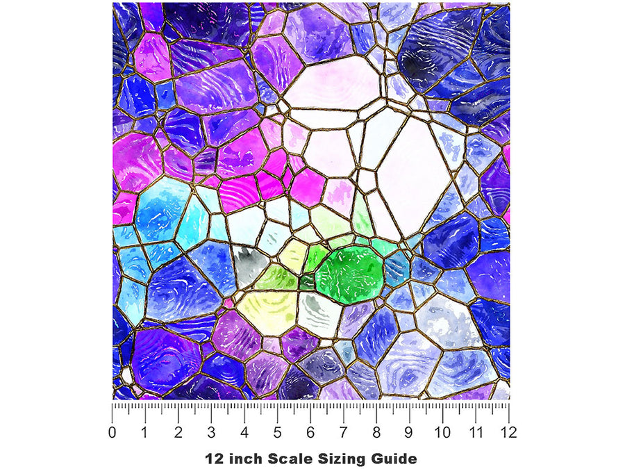 Glass Shoreline Mosaic Vinyl Film Pattern Size 12 inch Scale~Rwraps Glass Shoreline Mosaic Sizing Chart~2