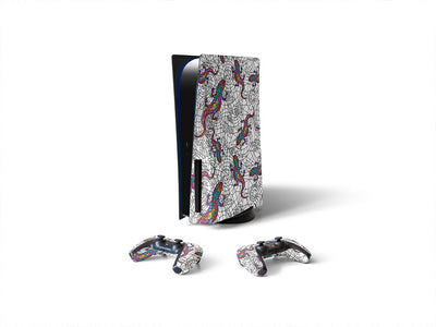 glowing geckos stained glass Sony PS5 DIY Skin