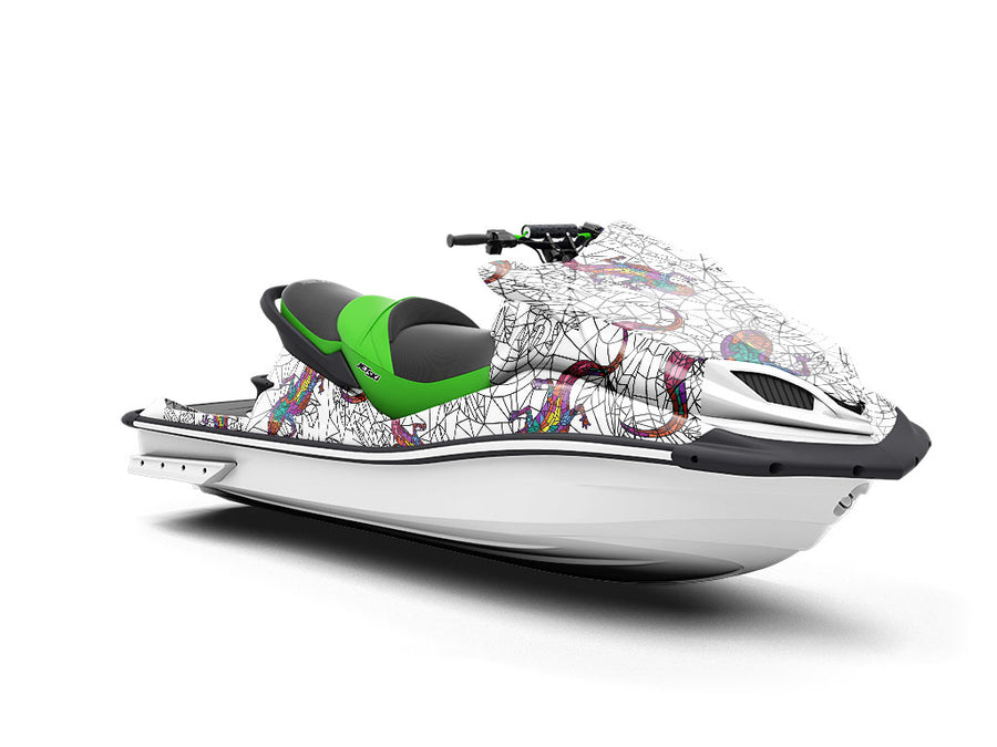 Glowing Geckos Stained Glass Jet Ski Vinyl Customized Wrap