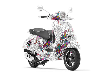 Glowing Geckos Stained Glass Vespa Scooter Wrap Film