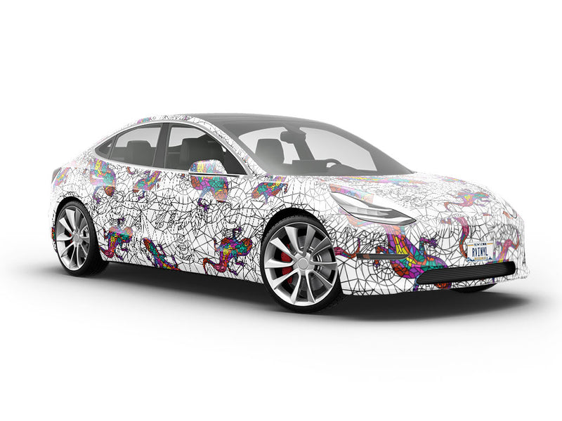 Glowing Geckos Stained Glass Vehicle Vinyl Wrap