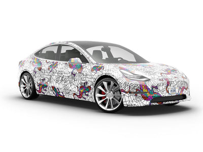 Glowing Geckos Stained Glass Vehicle Vinyl Wrap
