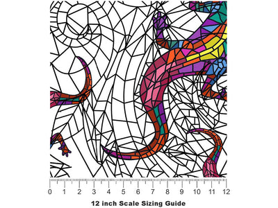 Glowing Geckos Stained Glass Vinyl Film Pattern Size 12 inch Scale~Rwraps Glowing Geckos Stained Glass Sizing Chart~2