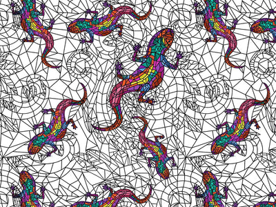 Glowing Geckos Stained Glass Vinyl Wrap Pattern~Rwraps Series 914 Digitally Printed Vinyl Wrap~0