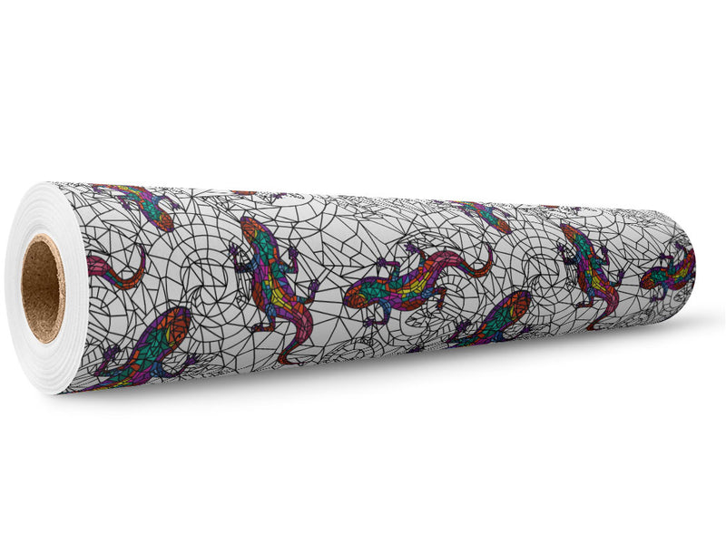 Glowing Geckos Stained Glass Wrap Film Wholesale Roll~Rwraps Series 914 Digitally Printed Vinyl Roll~5