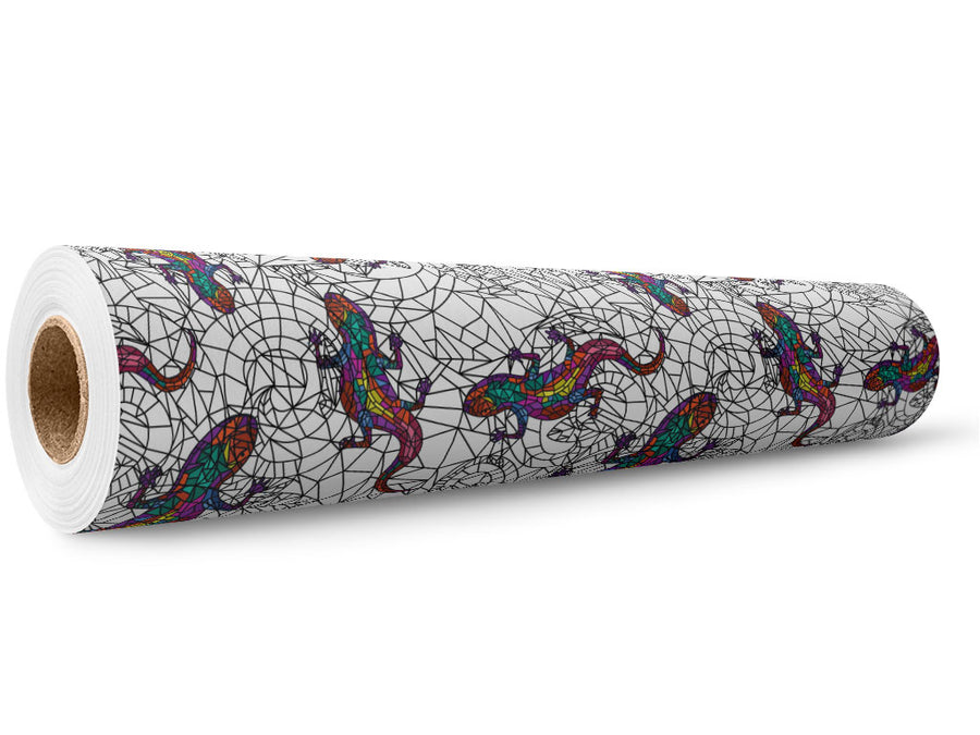 Glowing Geckos Stained Glass Wrap Film Wholesale Roll~Rwraps Series 914 Digitally Printed Vinyl Roll~5