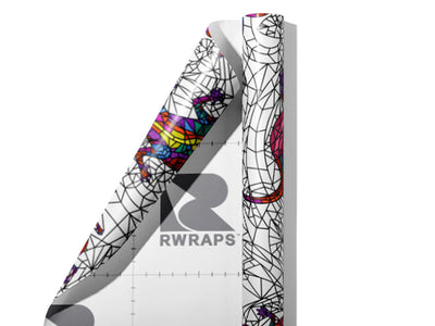 Glowing Geckos Stained Glass Wrap Film Sheets~Rwraps Series 914 Glowing Geckos Stained Glass Scrolled Sheet~3