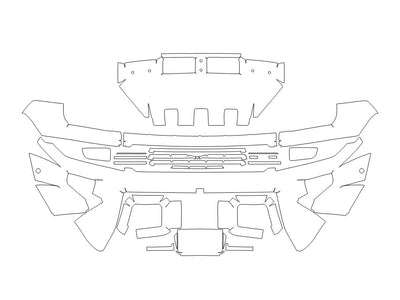 hummer 3M Clear Bra Bumper Precut PPF Diagram