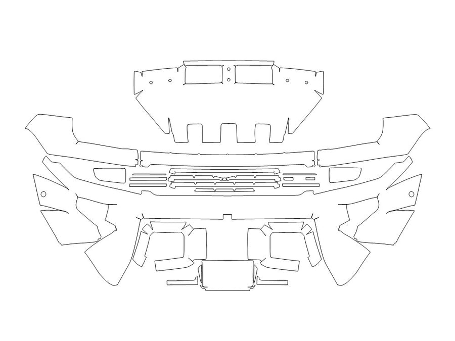 hummer Avery Dennison Clear Bra Bumper Precut PPF Diagram