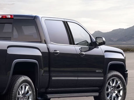 gmc sierra 2014-2018 (1500 crew / extended cab) Brushed Aluminum Black Pillar Cover Diagram