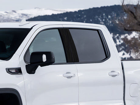 gmc sierra 2020-2022 (2500 / 3500 crew / extended cab) Brushed Aluminum Black Pillar Cover Diagram