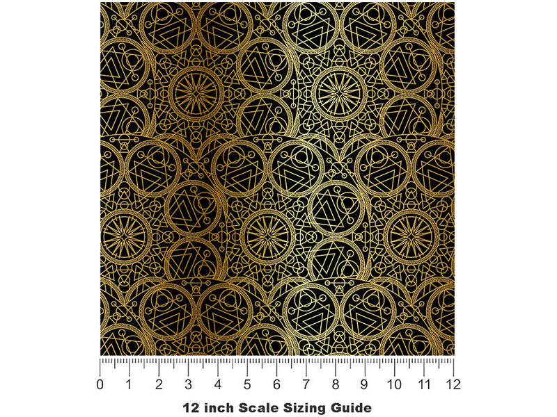 Gold Alchemy Mandala Vinyl Film Pattern Size 12 inch Scale~Rwraps Gold Alchemy Mandala Sizing Chart~2